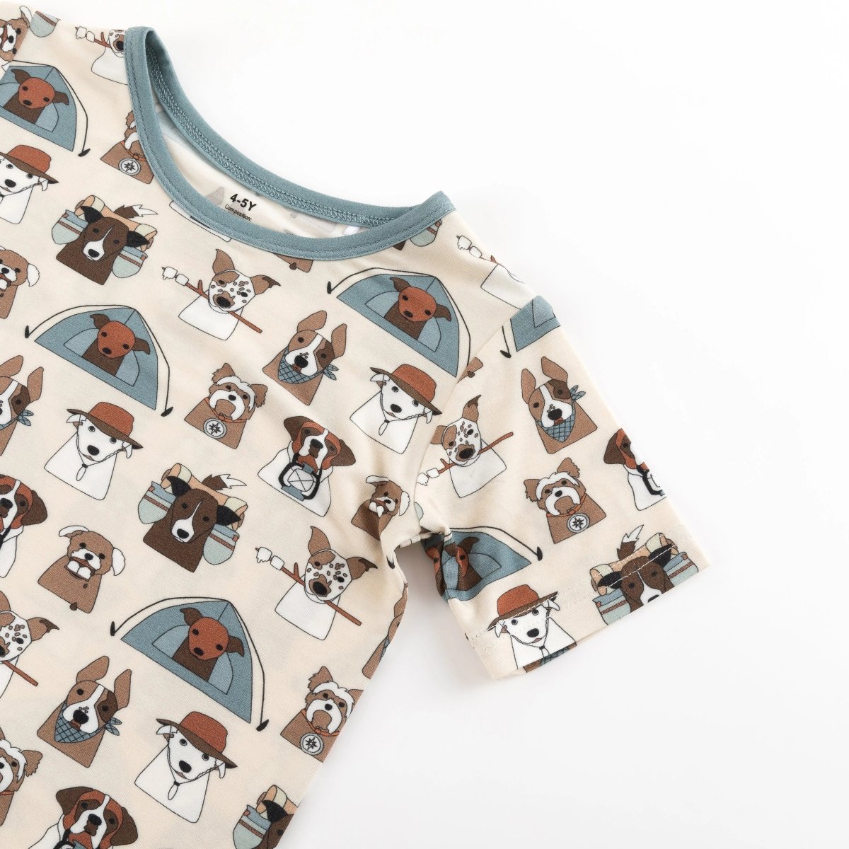 Dreamlet Camp Paws Short PJ Set Blue Dreamlet Baby Bamboo Viscose - Everetts Place Boutique - 