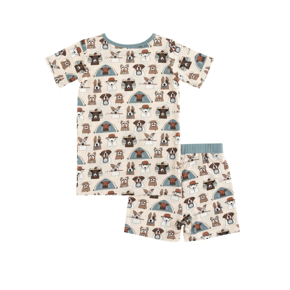 Dreamlet Camp Paws Short PJ Set Blue Dreamlet Baby Bamboo Viscose - Everetts Place Boutique - 