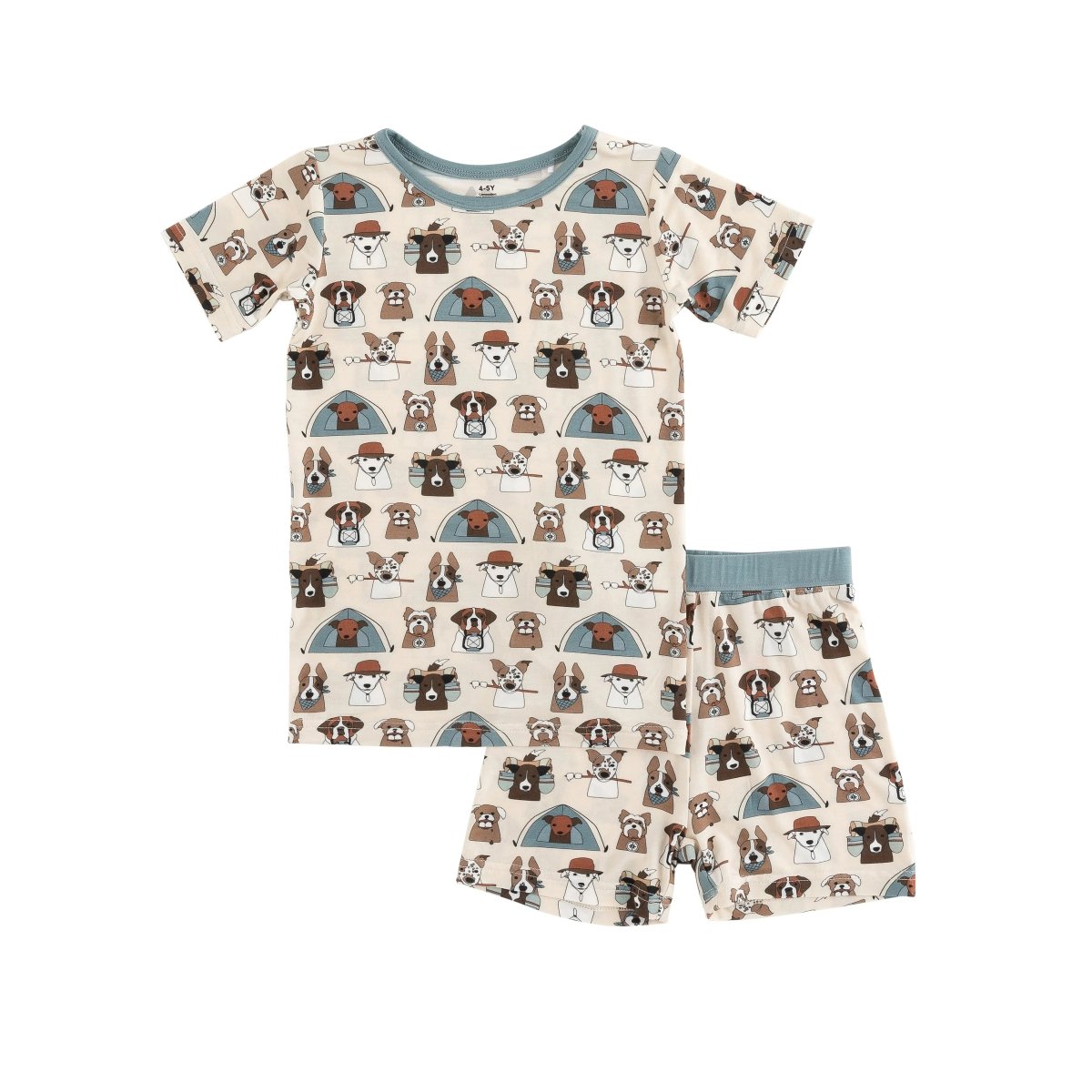 Dreamlet Camp Paws Short PJ Set Blue Dreamlet Baby Bamboo Viscose - Everetts Place Boutique - 