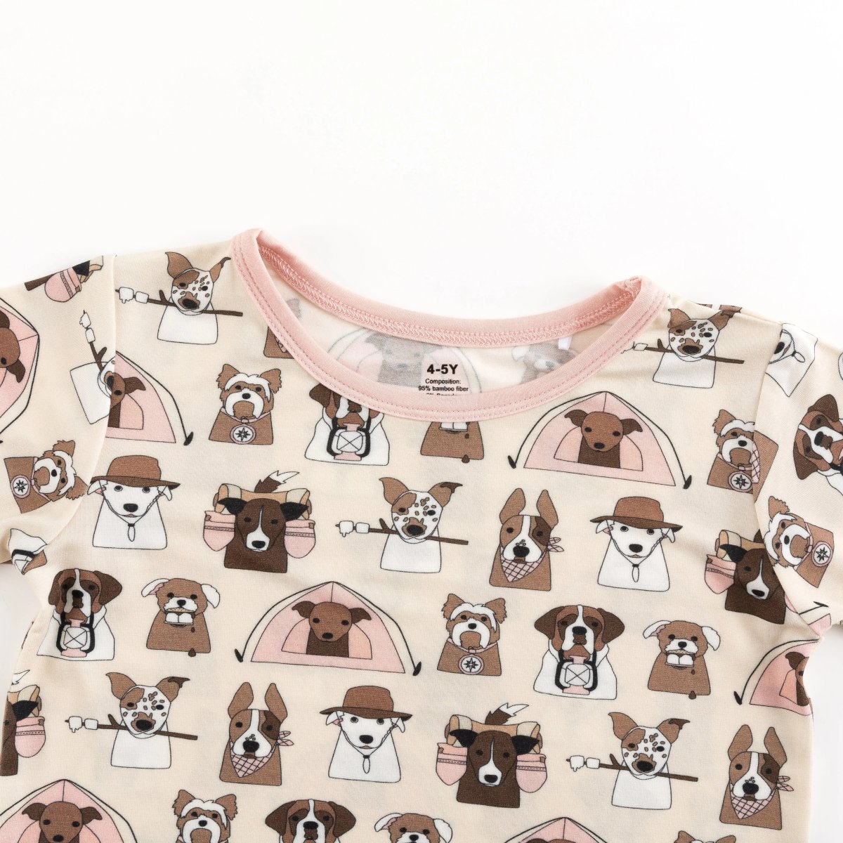 Dreamlet Camp Paws Short Sleeve Pajama Set Pink Kids Dreamlet - Everetts Place Boutique - 