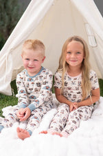 Dreamlet Camp Paws Short Sleeve Pajama Set Pink Kids Dreamlet - Everetts Place Boutique - 