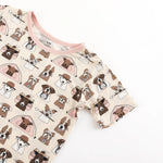 Dreamlet Camp Paws Short Sleeve Pajama Set Pink Kids Dreamlet - Everetts Place Boutique - 