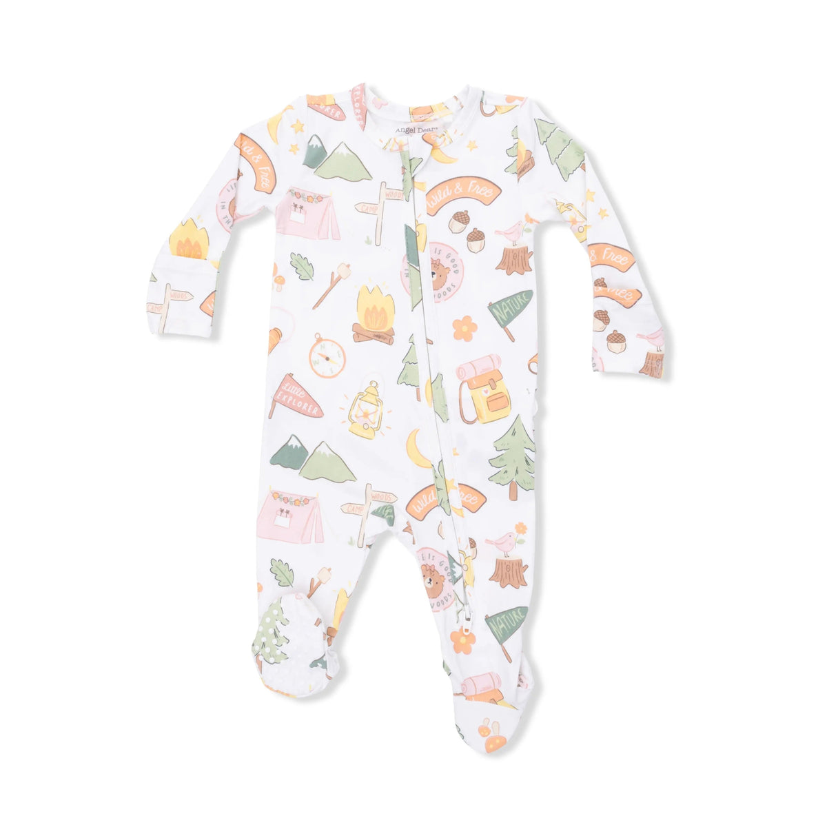Angel Dear Camping Pink - 2 Way Ruffle Back Zipper Footie - 