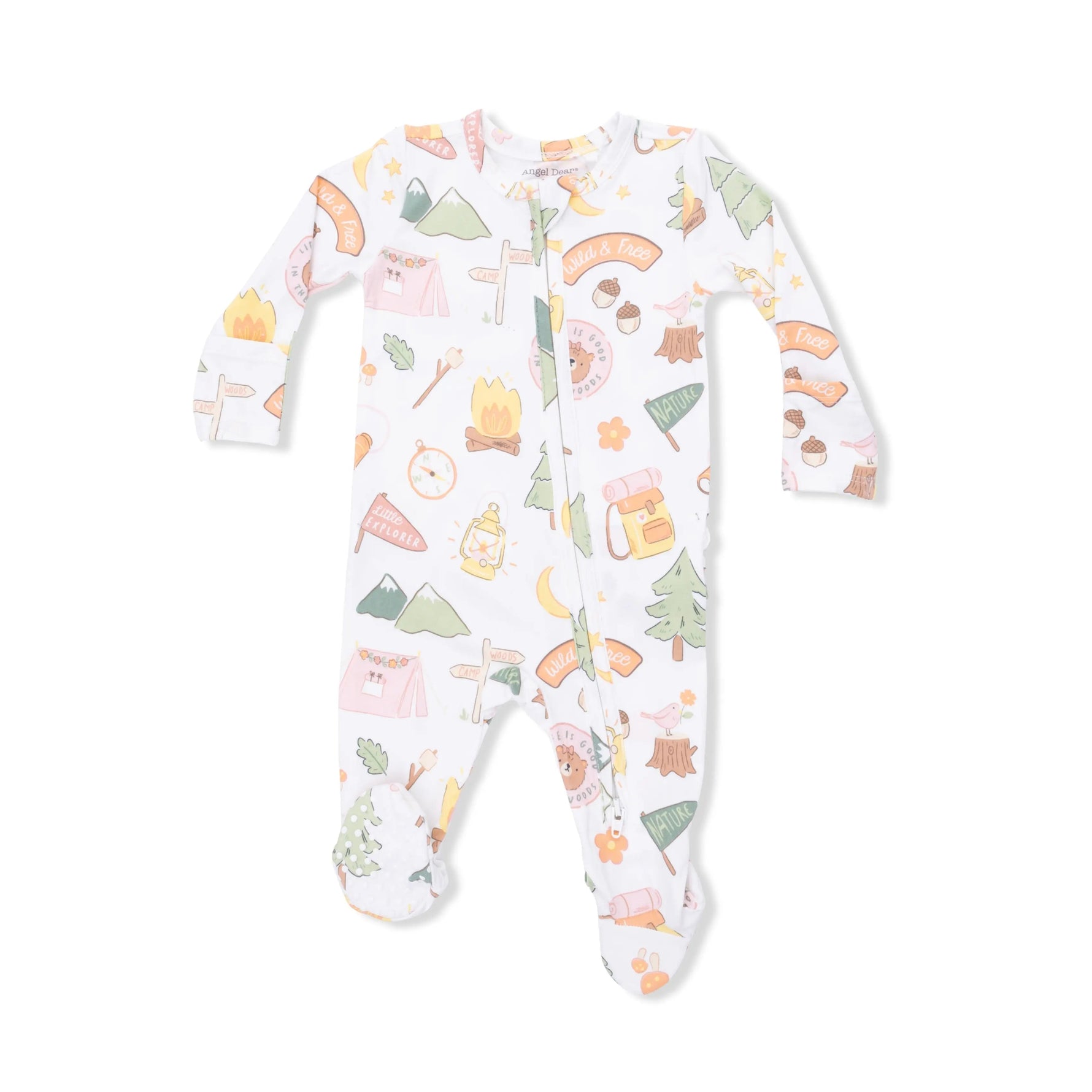 Angel Dear Camping Pink - 2 Way Ruffle Back Zipper Footie - 