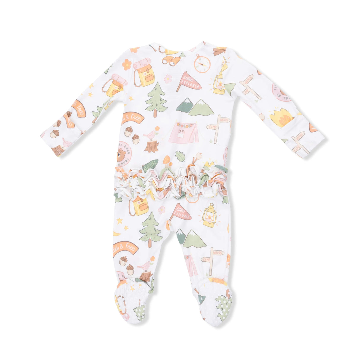 Angel Dear Camping Pink - 2 Way Ruffle Back Zipper Footie - 
