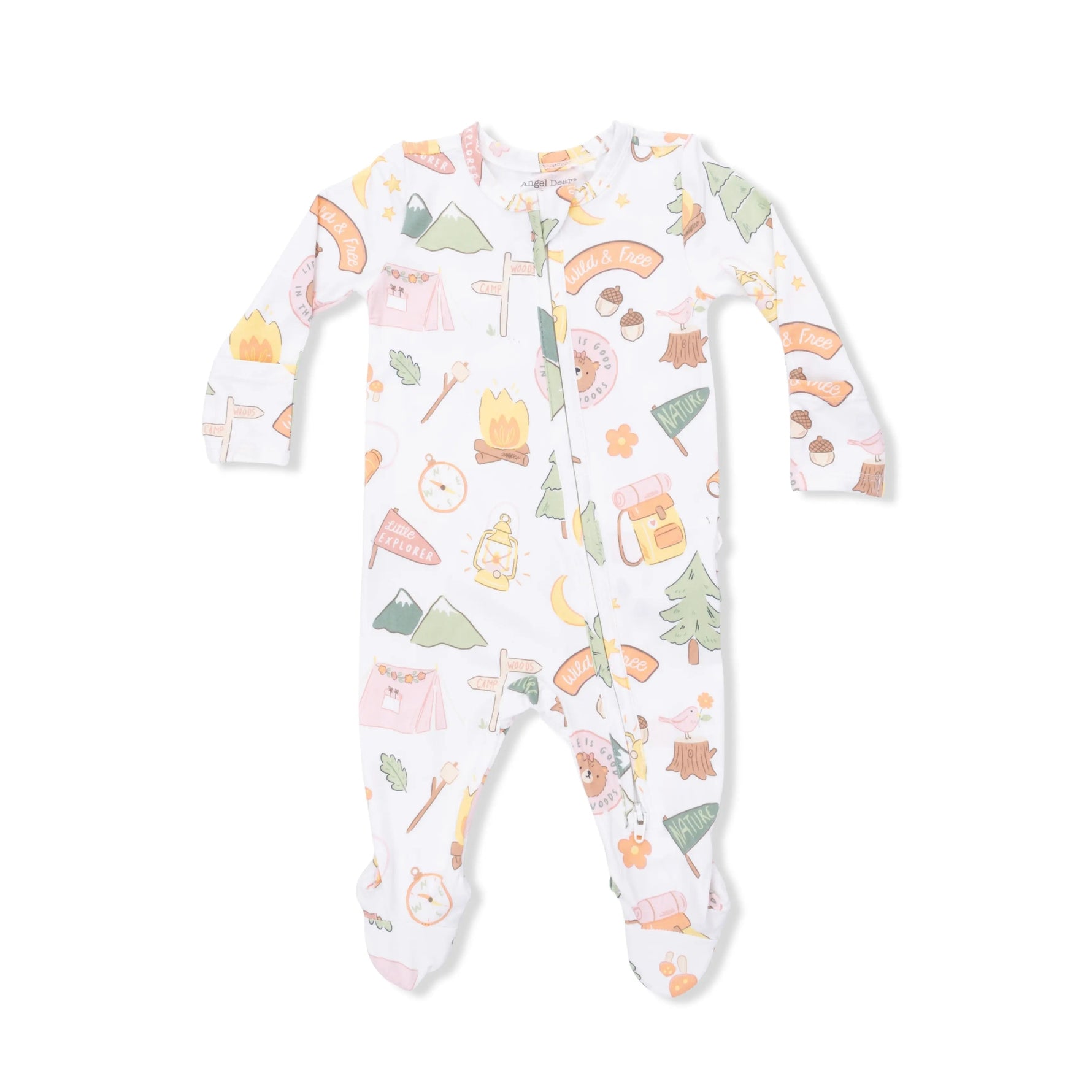 Angel Dear Camping Pink - 2 Way Ruffle Back Zipper Footie - 