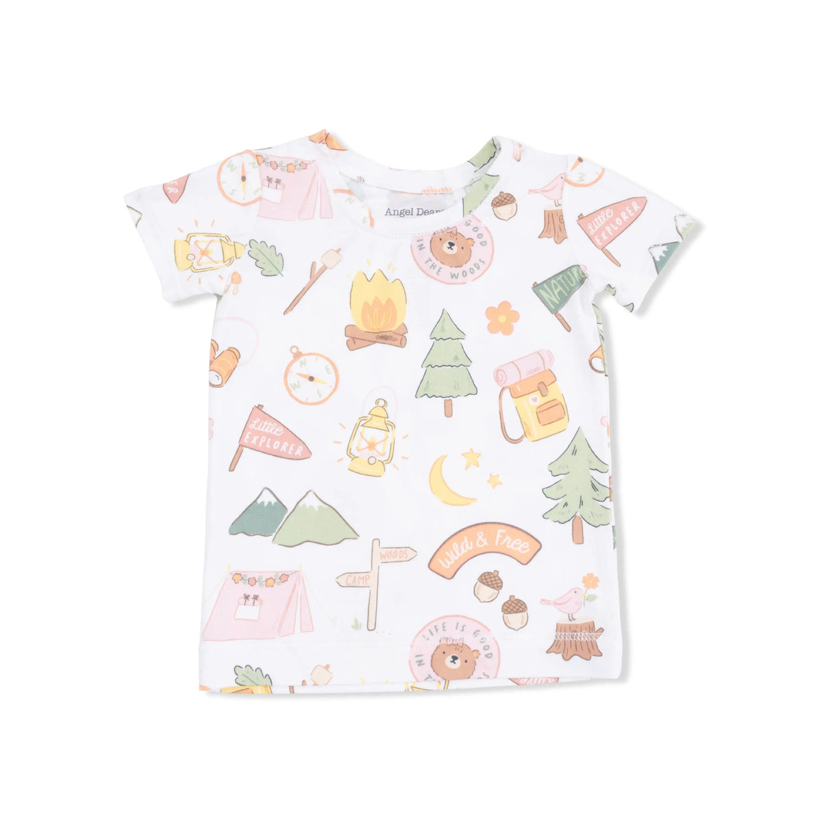 Angel Dear Camping Pink - Short Sleeve Loungewear Set - 
