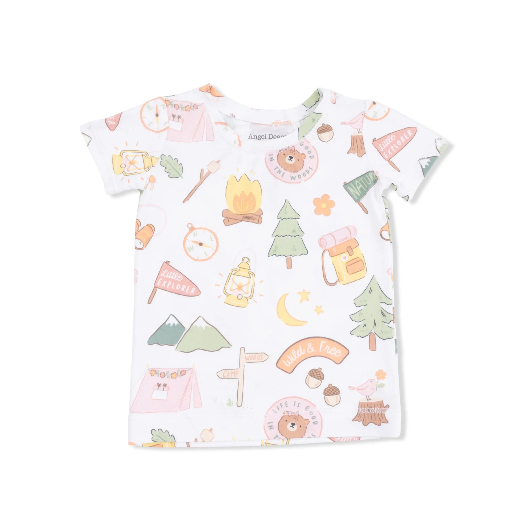 Angel Dear Camping Pink - Short Sleeve Loungewear Set - 