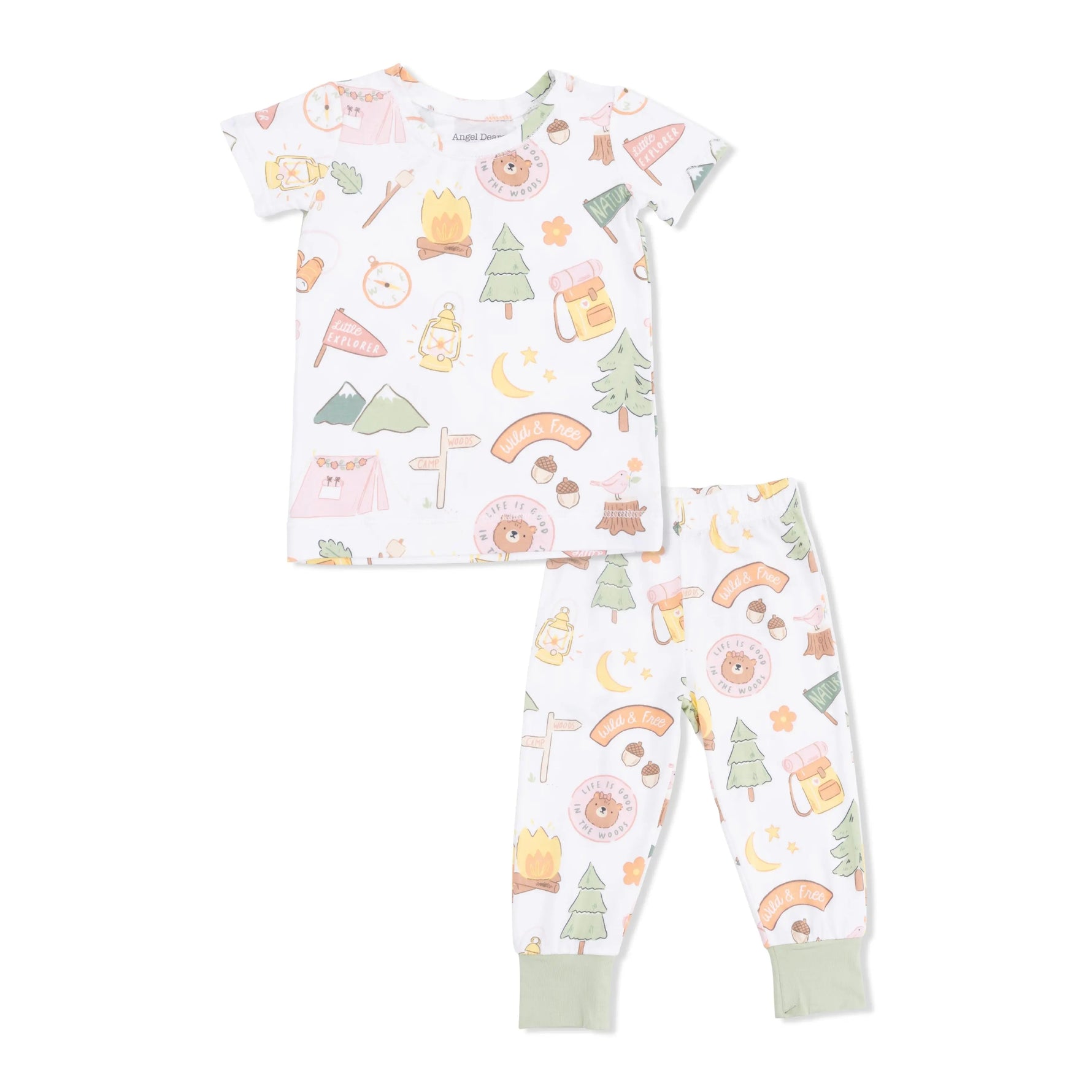 Angel Dear Camping Pink - Short Sleeve Loungewear Set - 