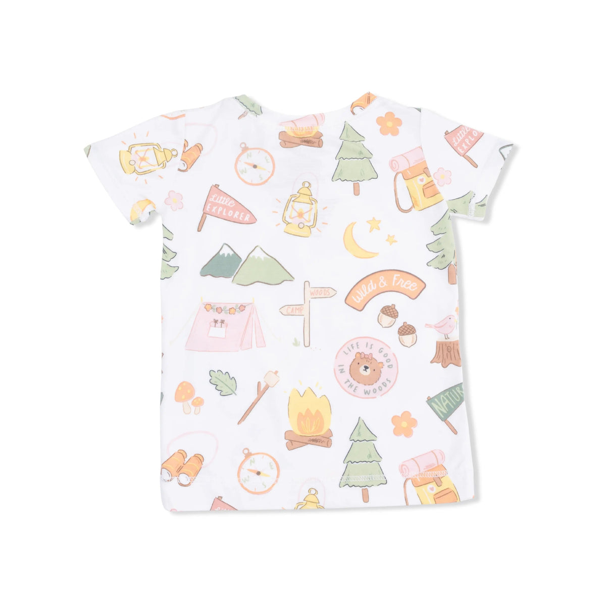 Angel Dear Camping Pink - Short Sleeve Loungewear Set - 