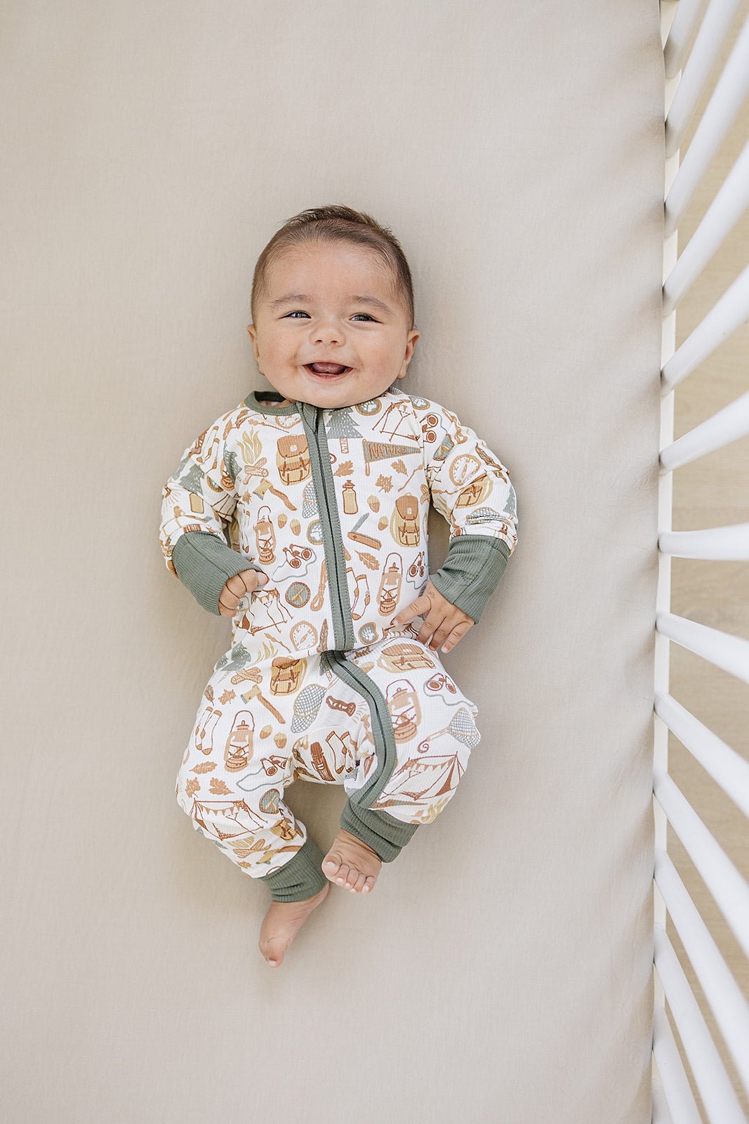 Mebie Baby Camping Trip Ribbed Bamboo Zipper - 