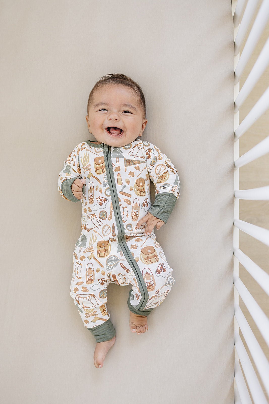 Mebie Baby Camping Trip Ribbed Bamboo Zipper - 