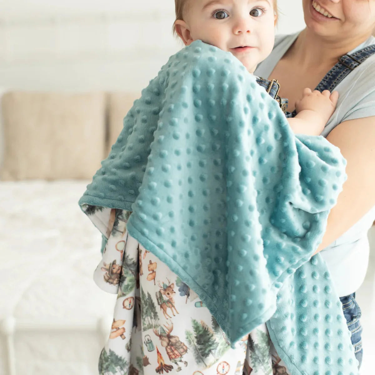 Minky Baby Blanket Let's Go Camping by Honey Lemonade at Everetts Place