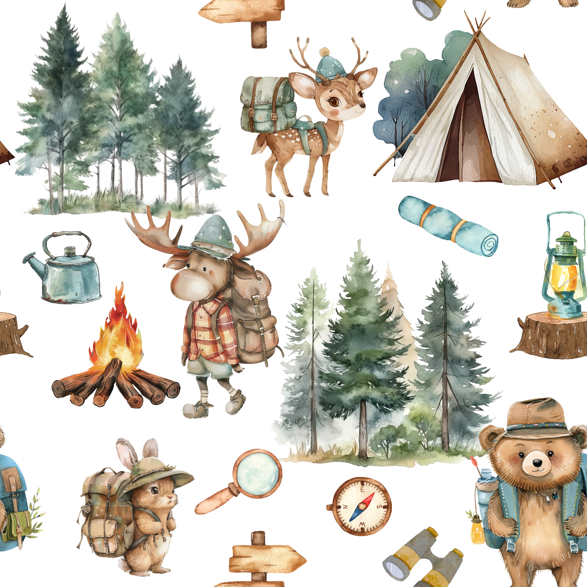 Minky Baby Blanket Let's Go Camping by Honey Lemonade at Everetts Place