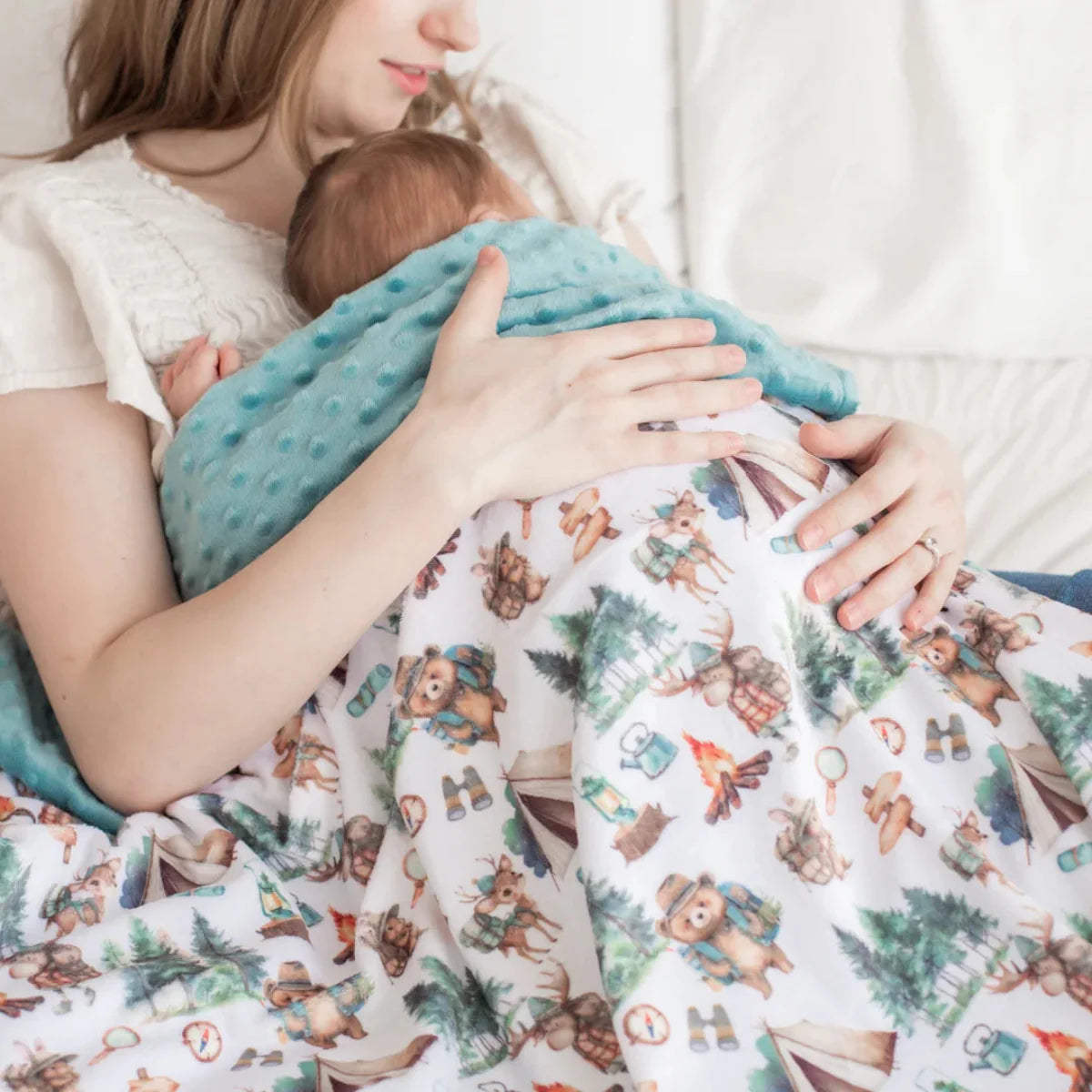 Minky Baby Blanket Let's Go Camping by Honey Lemonade at Everetts Place