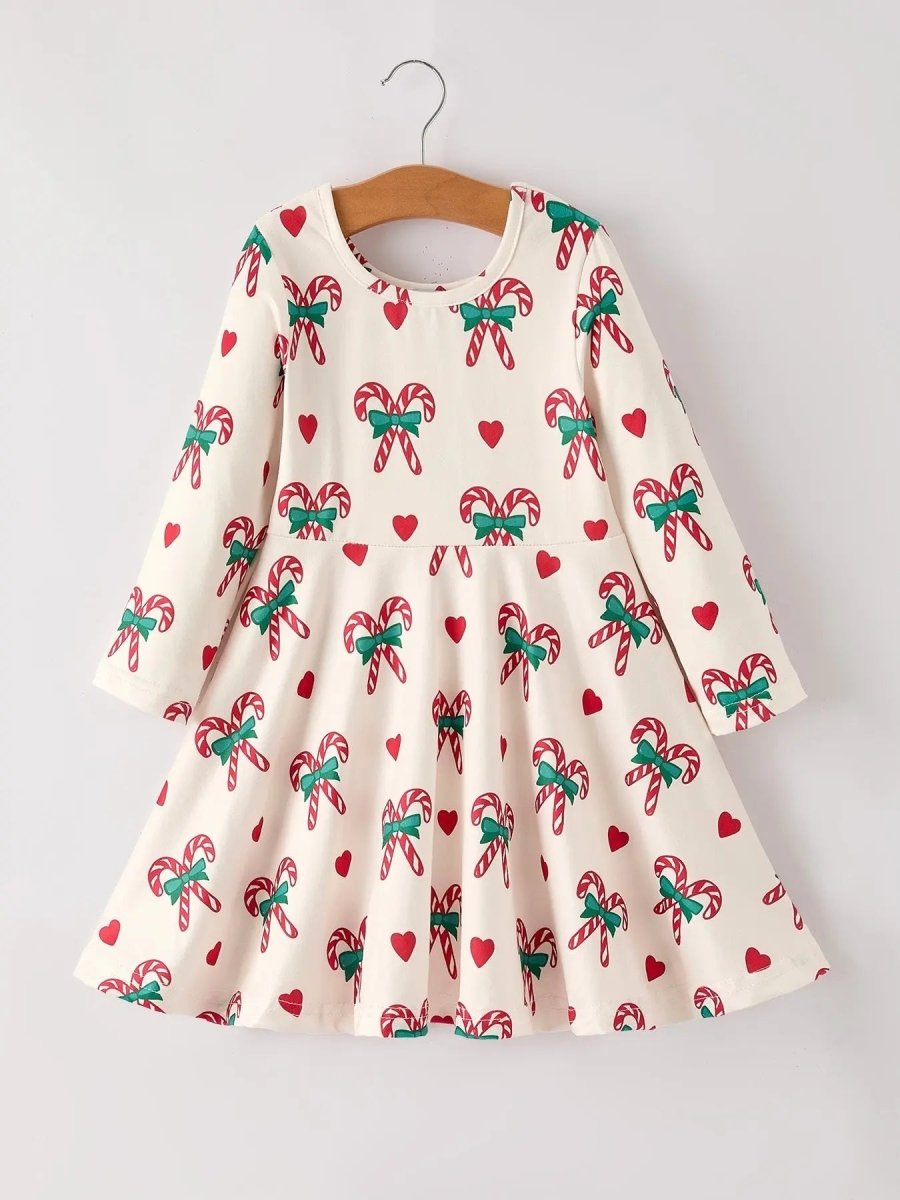 Rylee Faith Designs Candy Cane and Heart Christmas Girls Dress - Everetts Place Boutique - 