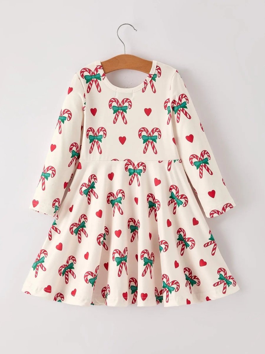 Rylee Faith Designs Candy Cane and Heart Christmas Girls Dress - Everetts Place Boutique - 
