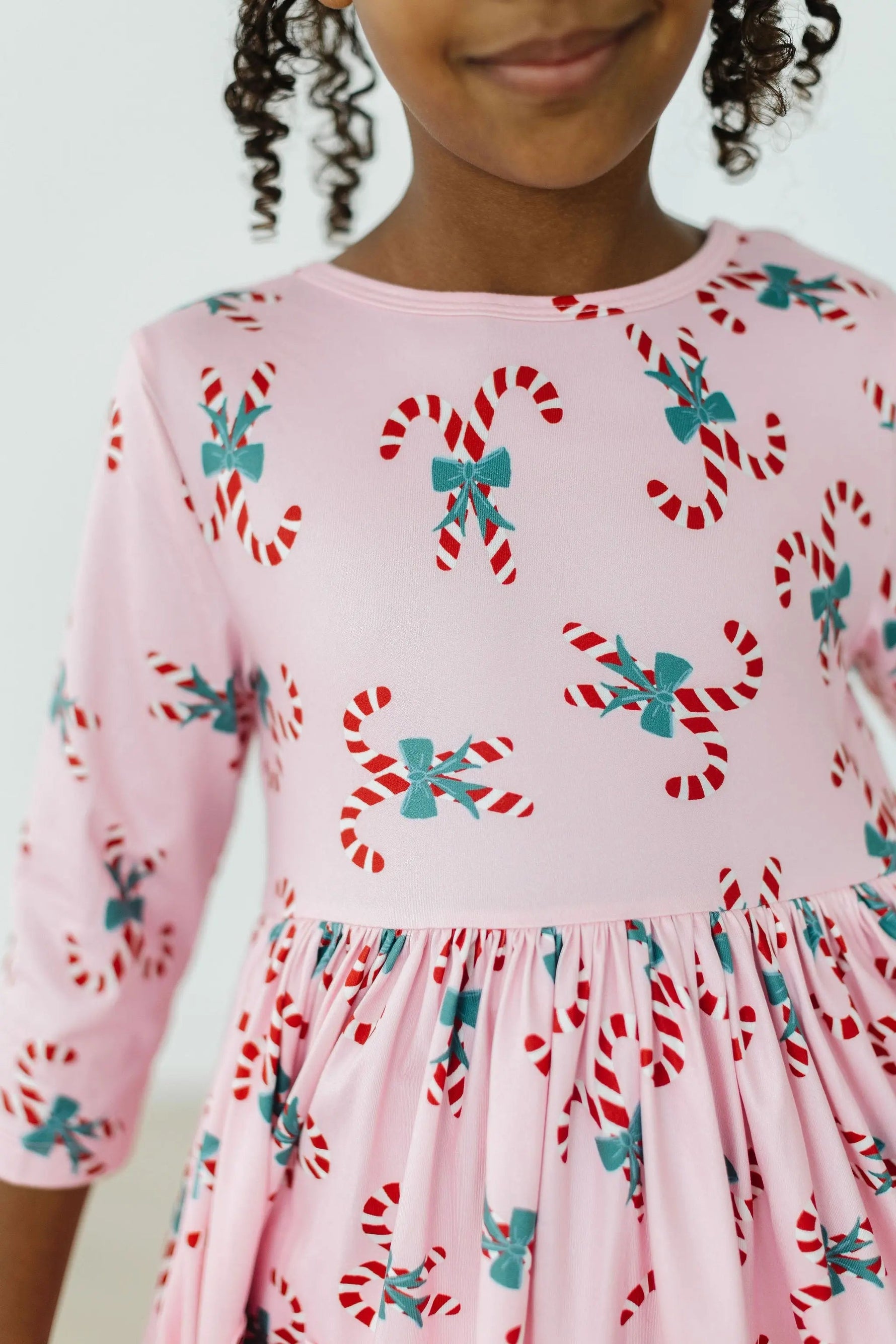Mila & Rose ® Candy Cane Cutie 3/4 Sleeve Pocket Twirl Dress - 