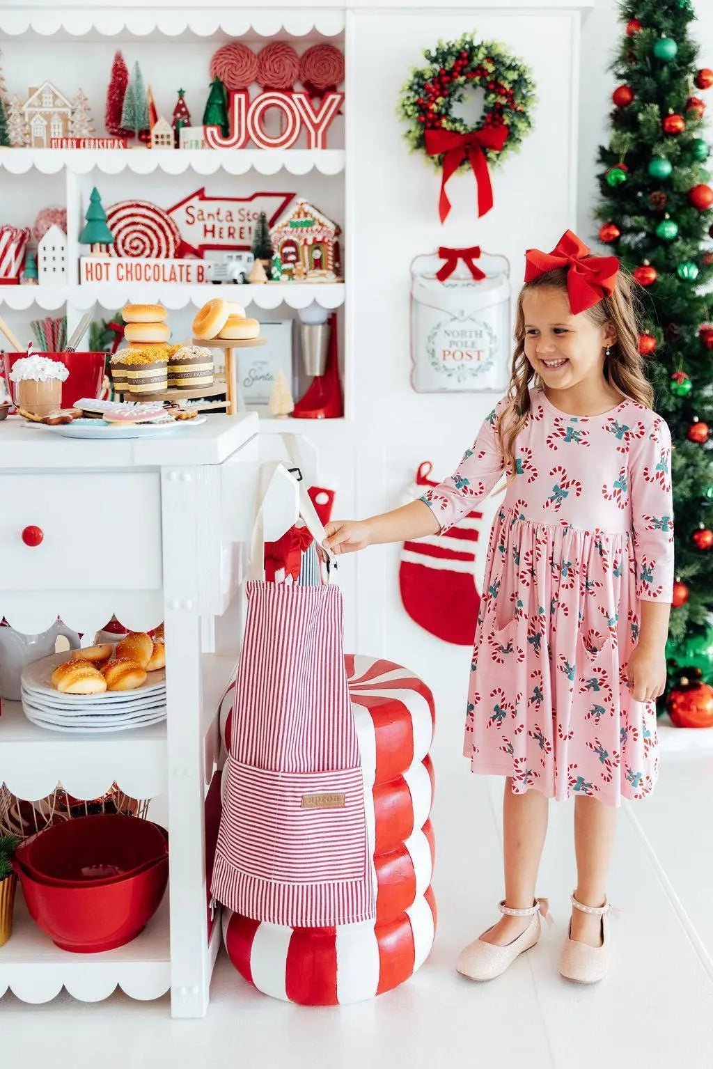 Mila & Rose ® Candy Cane Cutie 3/4 Sleeve Pocket Twirl Dress - 