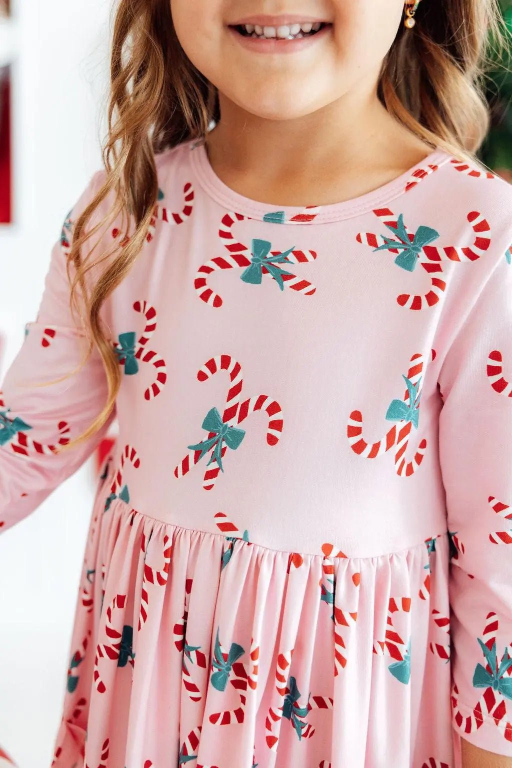 Mila & Rose ® Candy Cane Cutie 3/4 Sleeve Pocket Twirl Dress - 