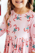 Mila & Rose ® Candy Cane Cutie 3/4 Sleeve Pocket Twirl Dress - 