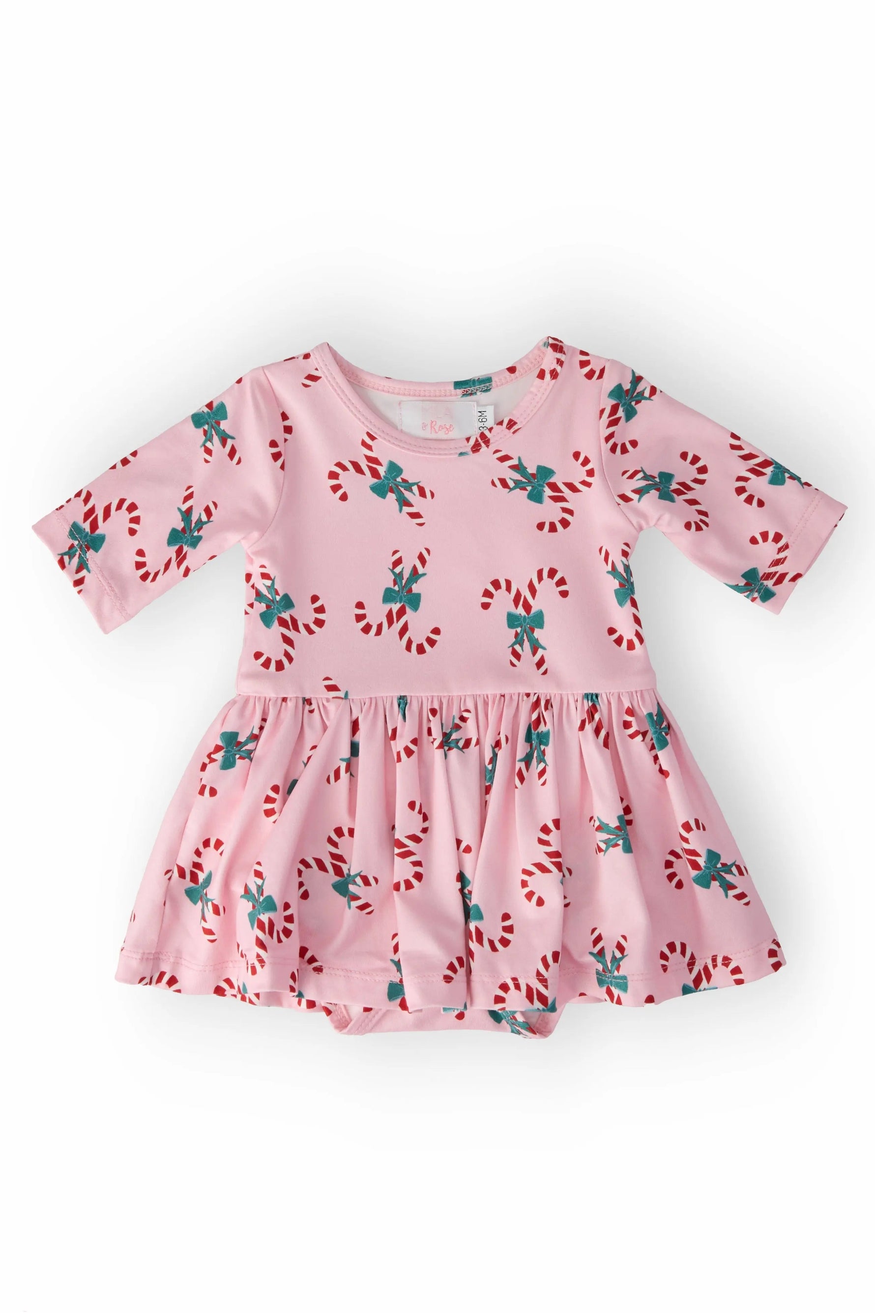Mila & Rose ® Candy Cane Cutie 3/4 Sleeve Twirl Bodysuit - 