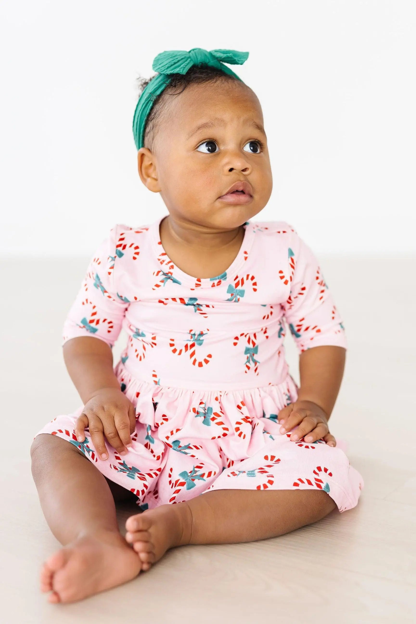Mila & Rose ® Candy Cane Cutie 3/4 Sleeve Twirl Bodysuit - 