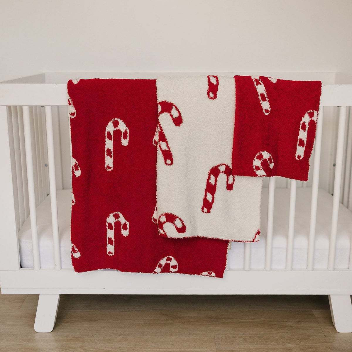 Mebie Baby Candy Cane Plush Blanket Three Sizes Available Soft Lightweight Breathable - 