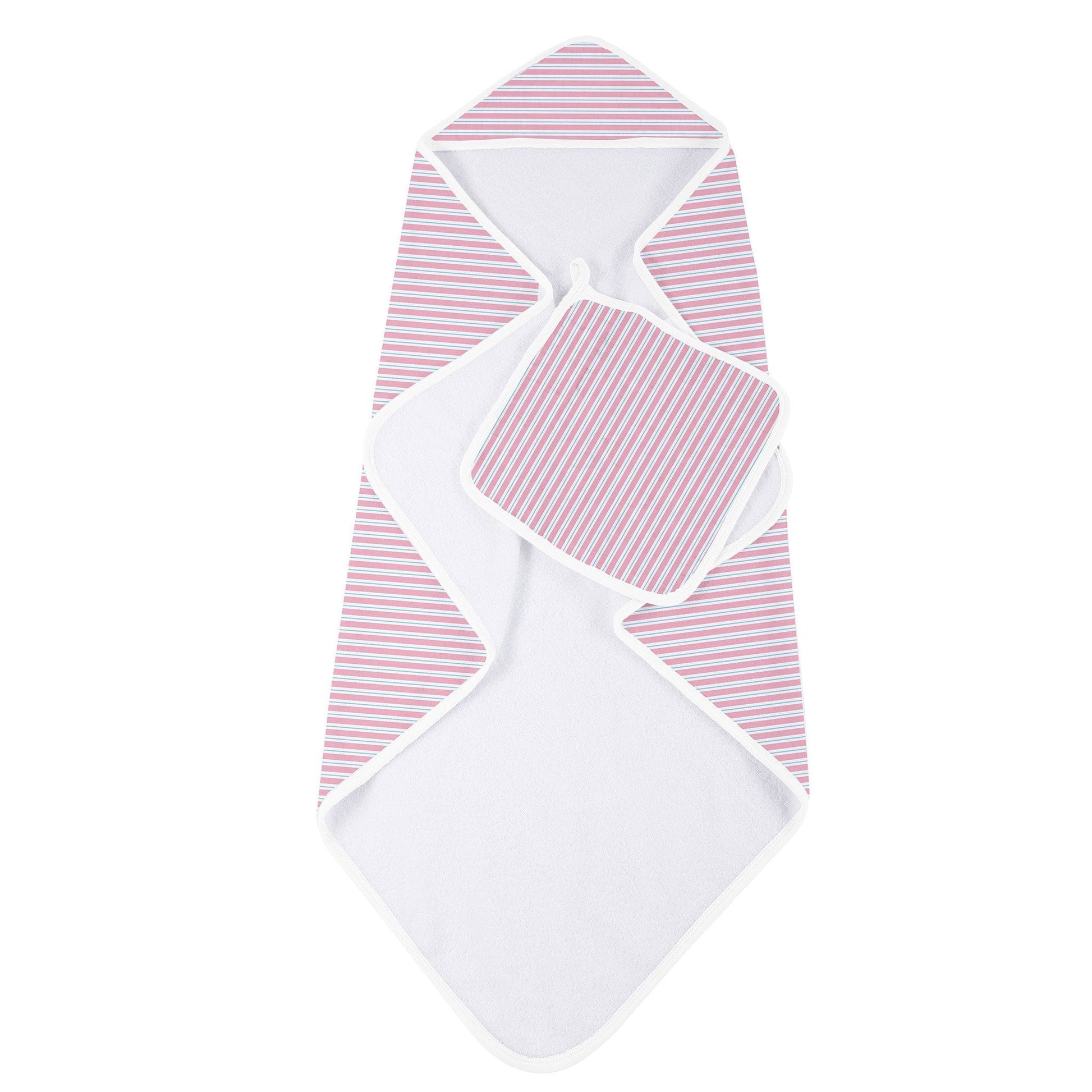 Candy Stripe Bamboo Hooded Towel and Washcloth Set for Kids Newcastle Classics