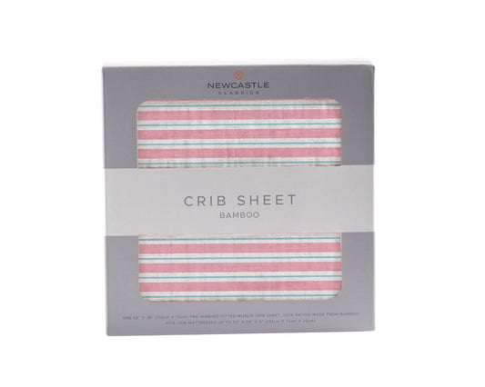 Candy Stripe Bamboo Muslin Crib Sheet Soft Breathable Comfy Tailored Fit 28 Inch x 52 Inch Newcastle Classics