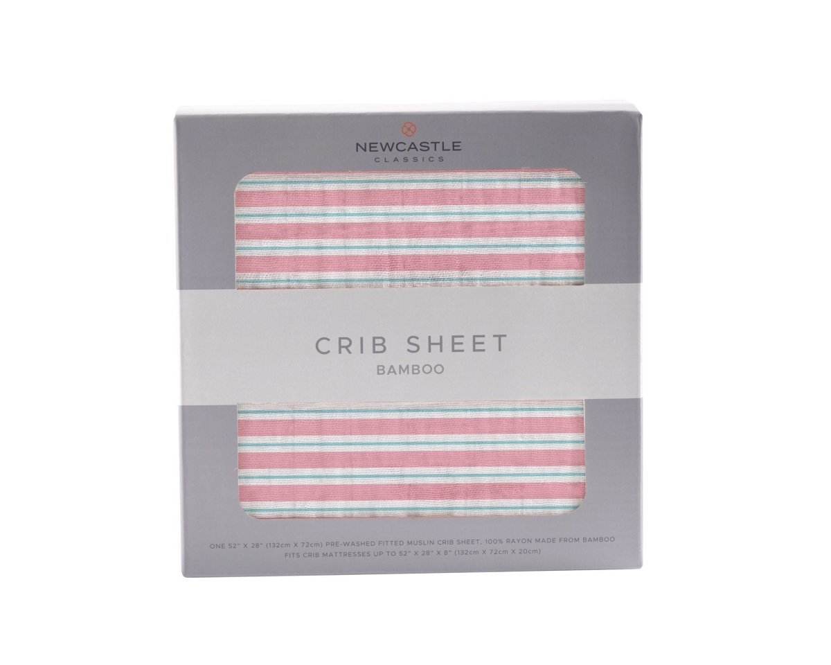 Newcastle Classics Candy Stripe Bamboo Muslin Crib Sheet with Tailored Fit for Infants - Everetts Place Boutique -