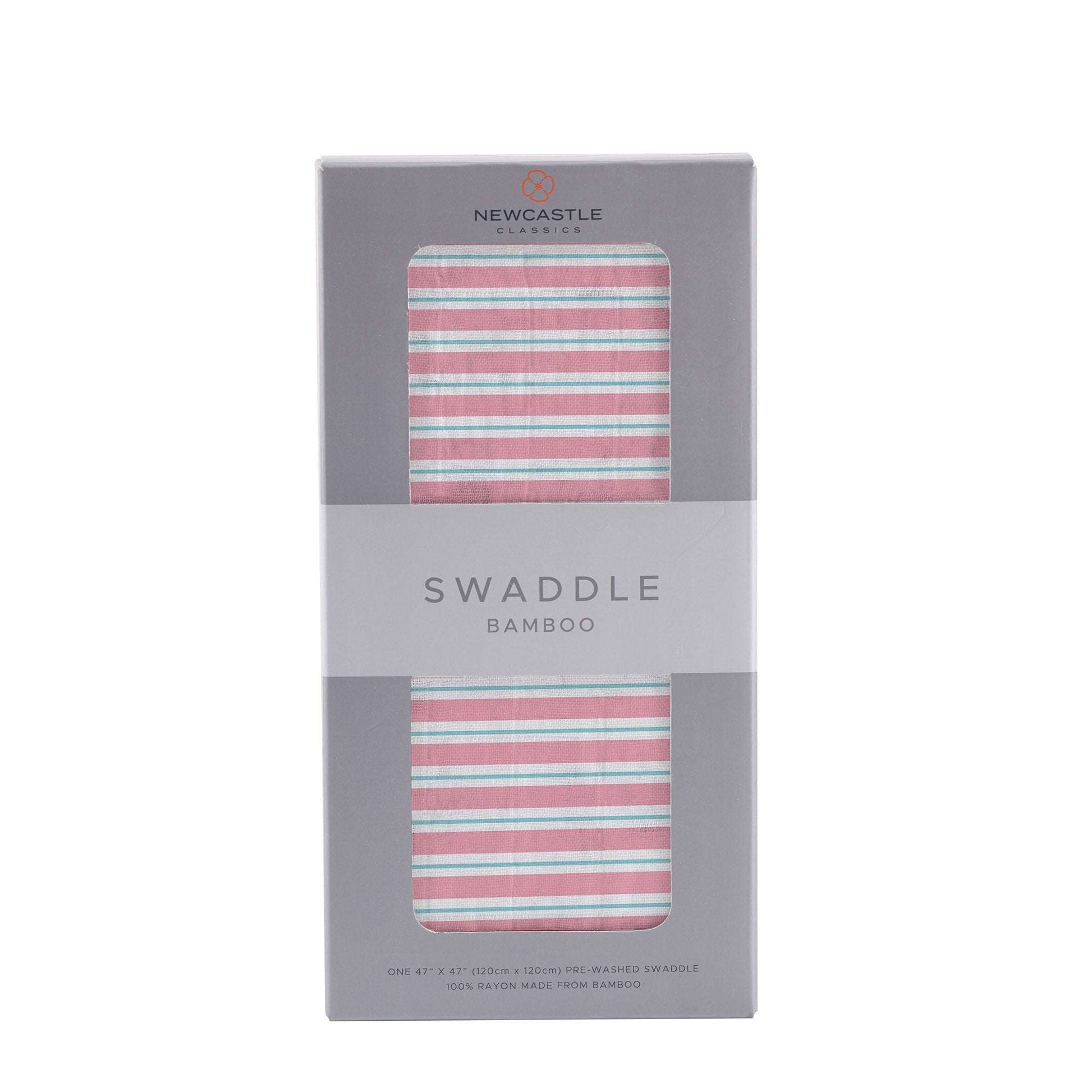 Candy Stripe Bamboo Muslin Swaddle Blanket for Baby Soft Breathable Versatile Use Newcastle Classics