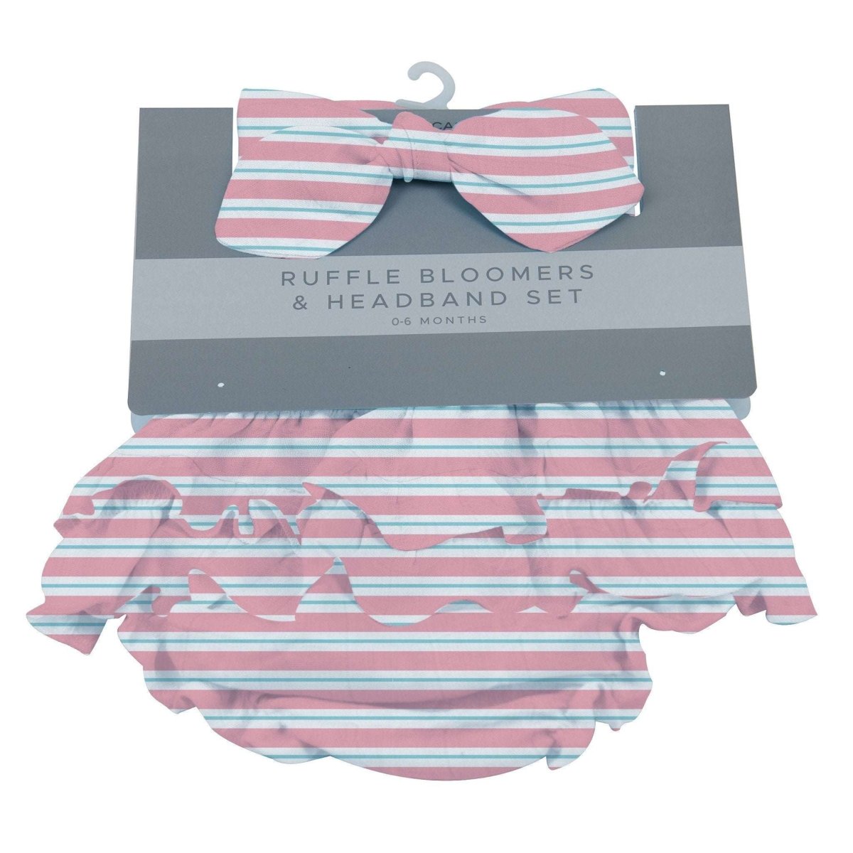 Newcastle Classics Candy Stripe Ruffle Bamboo Bloomer Headband Set for Infants 0 to 12 Months - Everetts Place Boutique -