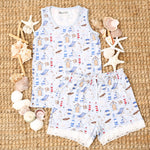 Women's Cape Cod tank top and matching lace-trimmed elastic-waist shorts loungewear set