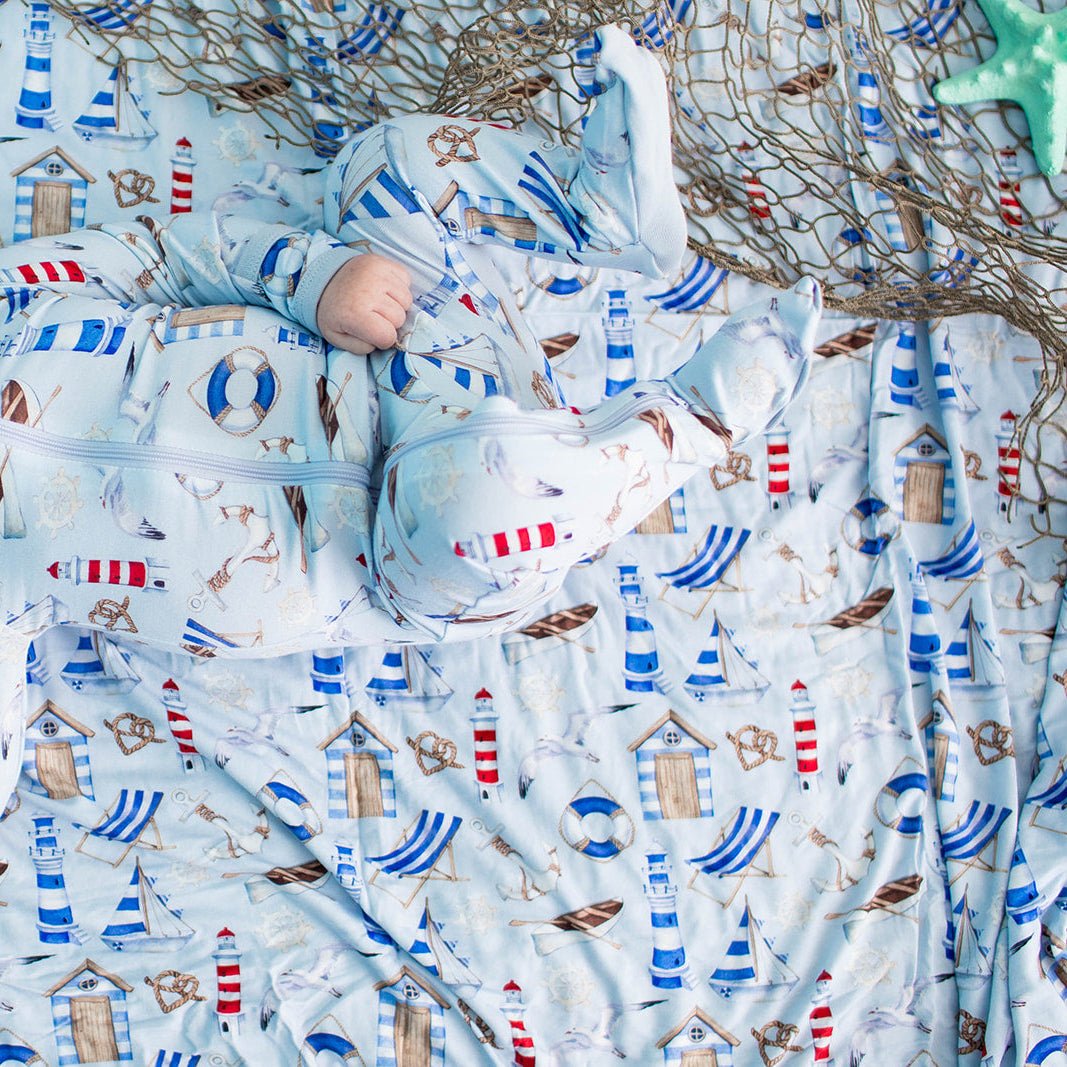 Bamboo Spandex Swaddle Blanket - Cape Cod