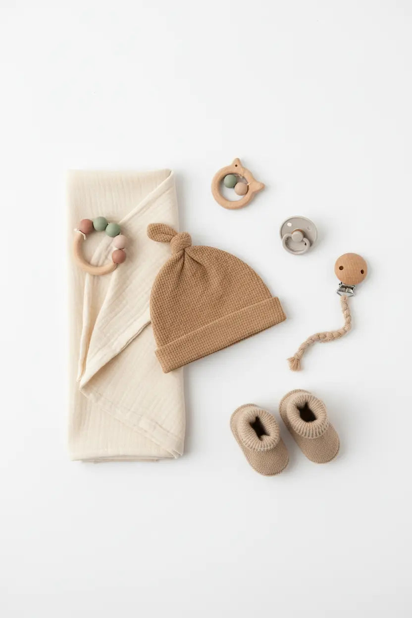 Little Mae & Co Caramel Brown Waffle Knit Newborn Baby Knot Hat - 