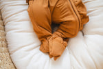 Harp Angel Boutique Caramel Ribbed Baby Pajamas | Ruffle Zipper RomperEveretts Place