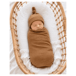 Harp Angel Boutique Caramel Ribbed Bamboo Stretch Swaddle Blanket | Harp Angel Boutique