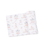 Angel Dear Carousel with Bows - 2 Way Ruffle Back Zipper Footie, Headband, & Swaddle Blanket Set - 