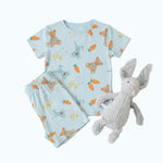 Bestaroo Carrot Crew Bamboo Pajama Set For Kids Short Sleeve And Shorts - 