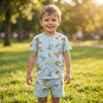 Bestaroo Carrot Crew Bamboo Pajama Set For Kids Short Sleeve And Shorts - 