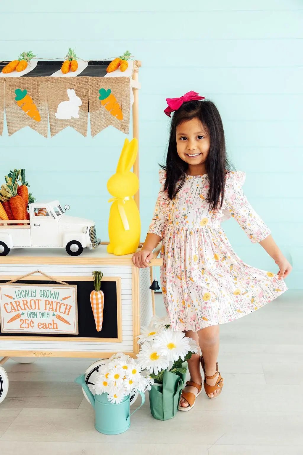 Mila & Rose ® Carrot Cutie 3/4 Sleeve Ruffle Twirl Dress - 