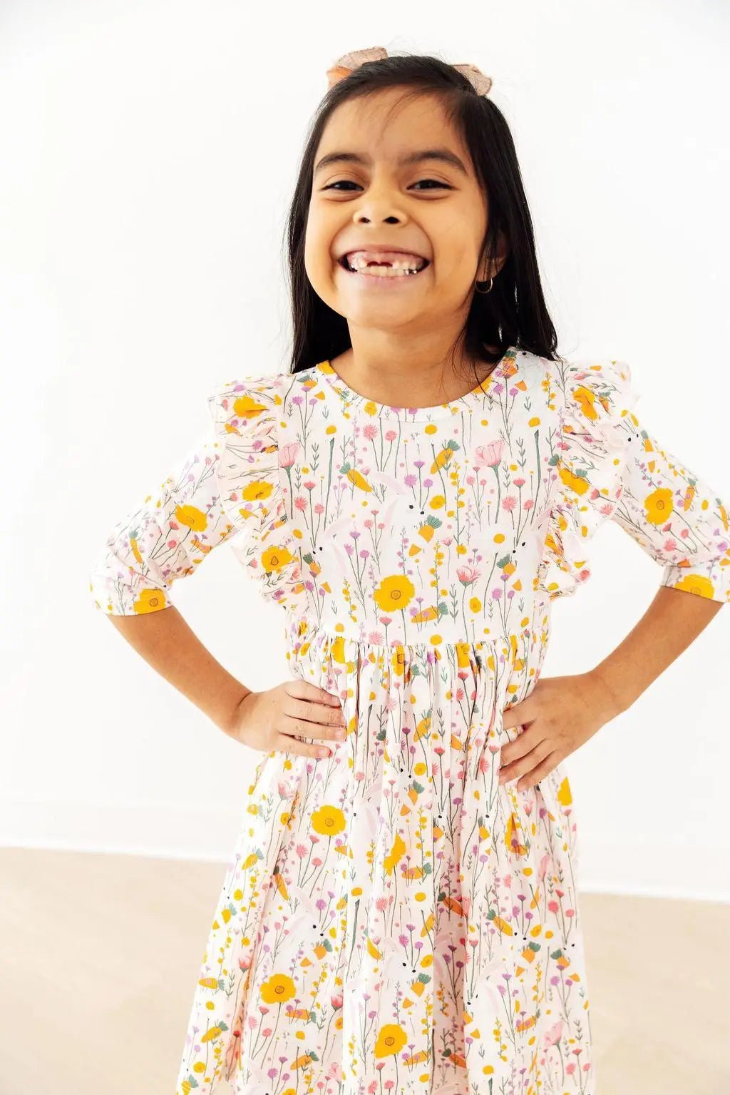 Mila & Rose ® Carrot Cutie 3/4 Sleeve Ruffle Twirl Dress - 