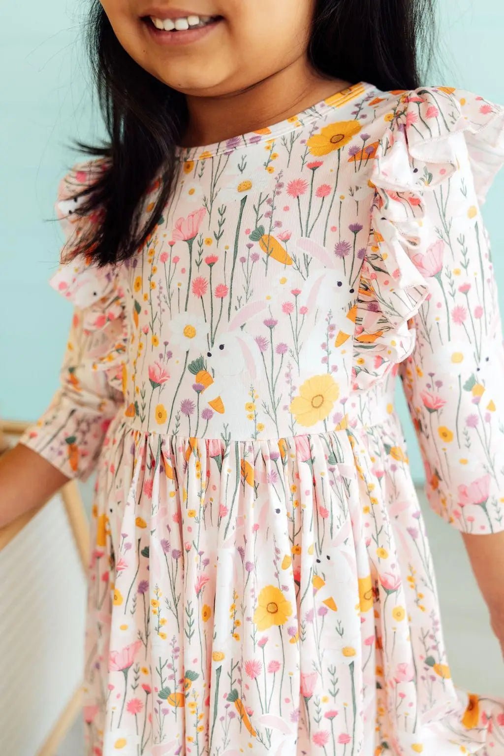 Mila & Rose ® Carrot Cutie 3/4 Sleeve Ruffle Twirl Dress - 