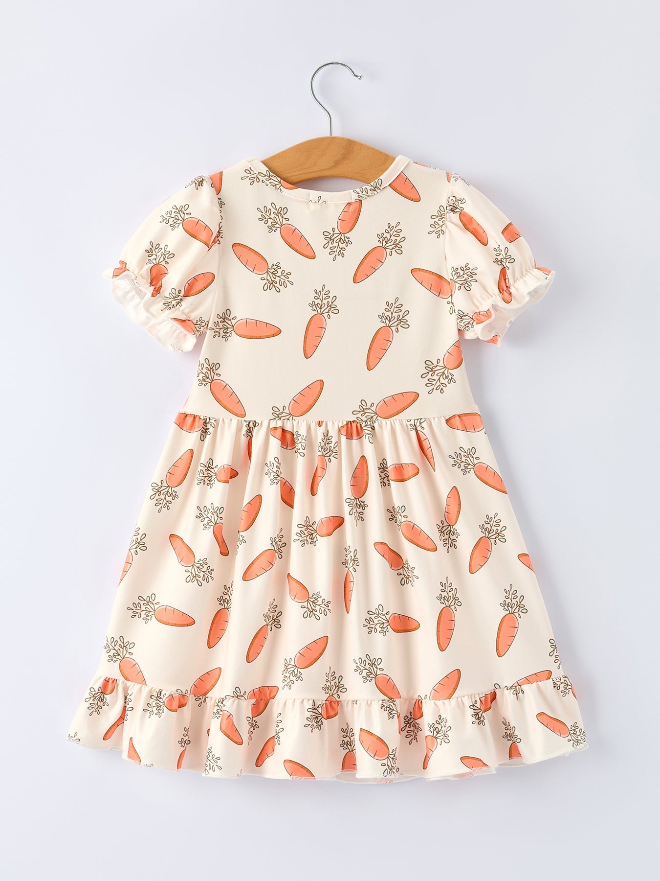 Rylee Faith Designs Carrot Print Girls Ruffle Hem Dress - 