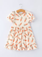 Rylee Faith Designs Carrot Print Girls Ruffle Hem Dress - 