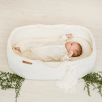 Finn + Emma Carry Cot Ivory Organic Cotton Baby Bassinet with Removable Mattress - 