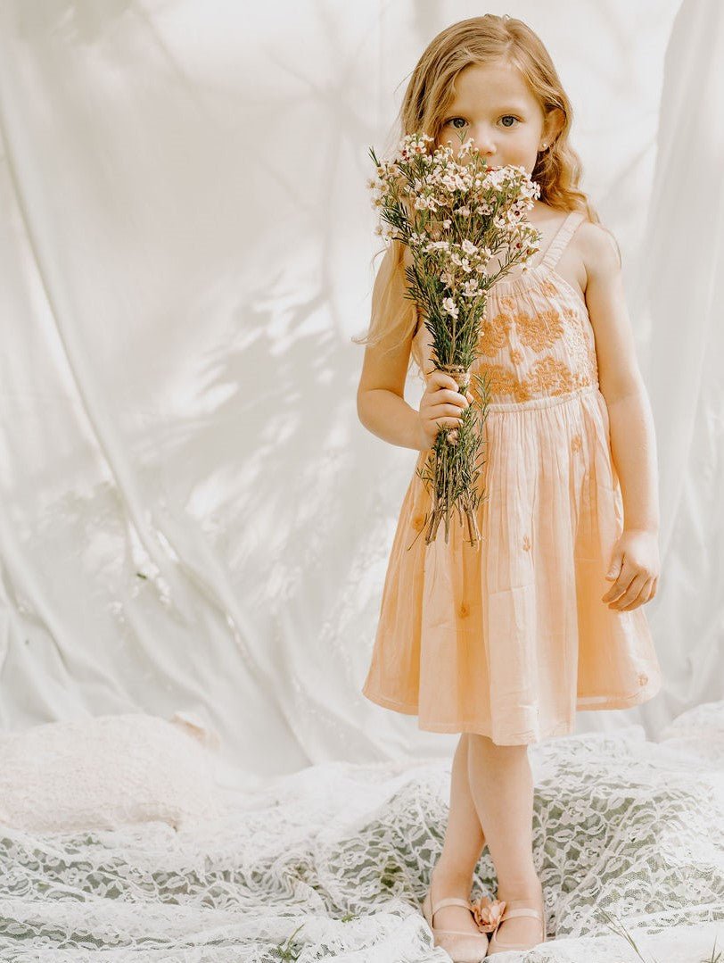 Cotton Twirly Dress with Embroidery - Cassie