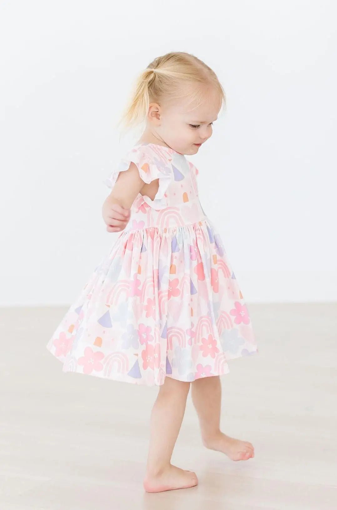 Mila & Rose ® Castles & Rainbows Flutter Sleeve Twirl Dress - 