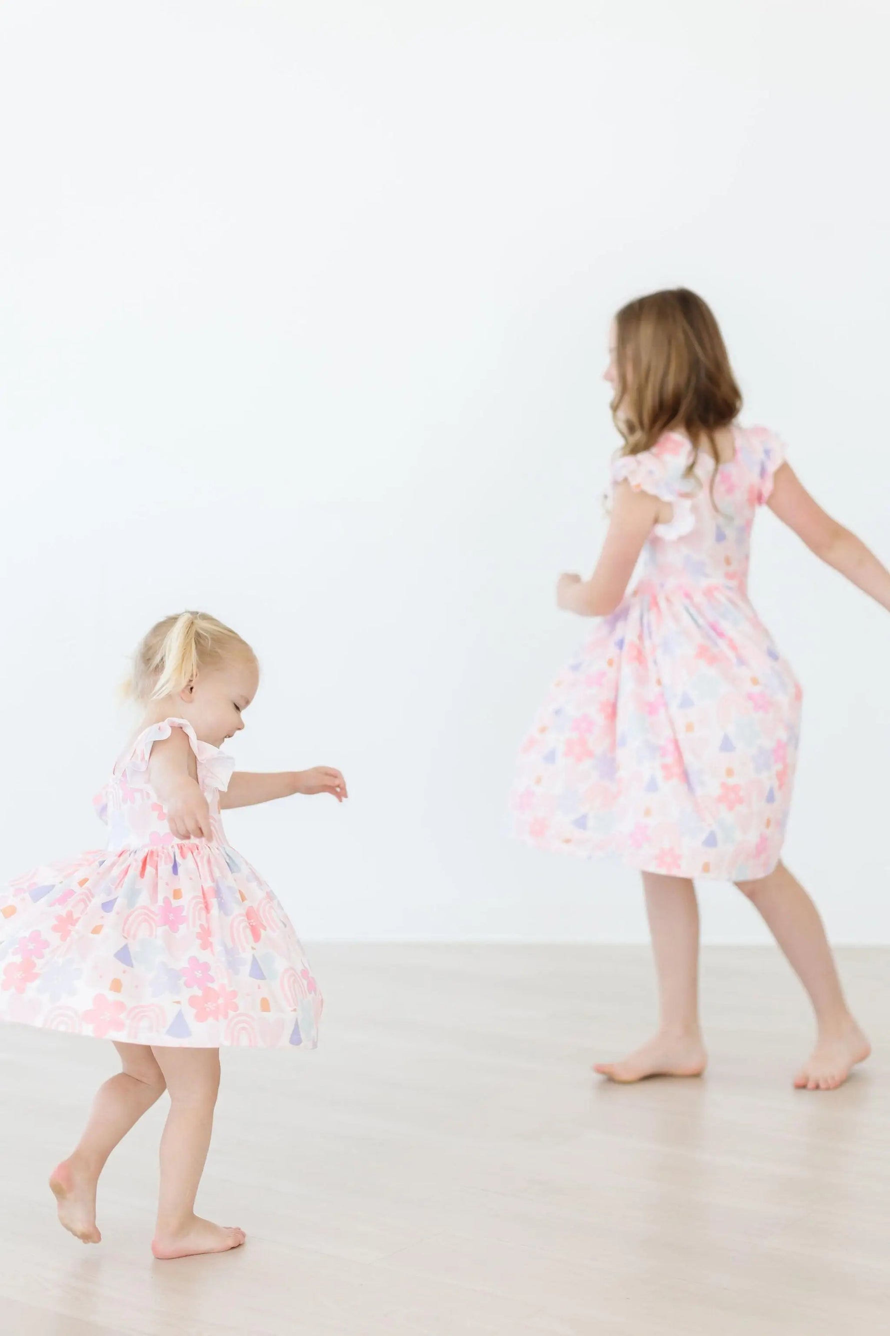 Mila & Rose ® Castles & Rainbows Flutter Sleeve Twirl Dress - 